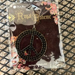 Blue Moon Beads pendant black crystal peace sign